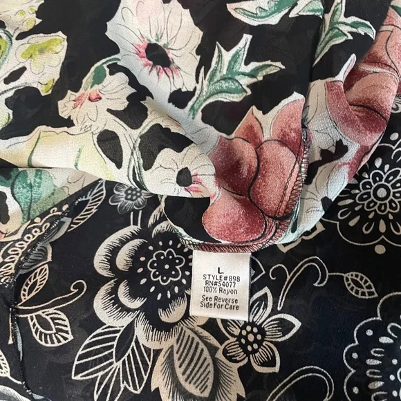 CAbi -Sz Lg Summer Breezy Rayon Floral Reversible Fit & Flare Dress - Picture 9 of 9